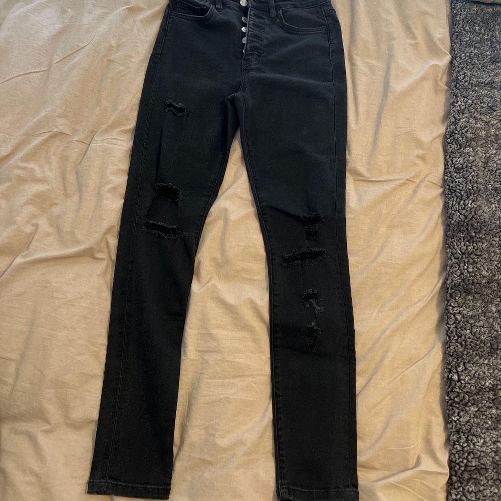 High waisted Black skinny jeans